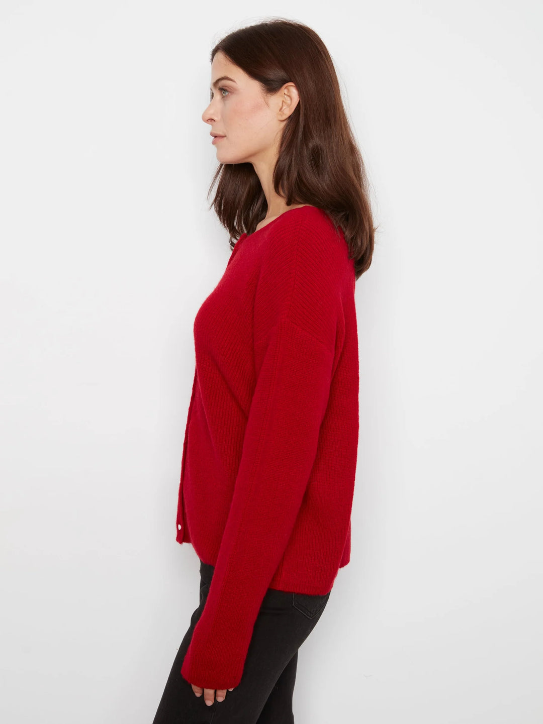 Long Sleeve Drop Shoulder Crew Neck Wear 2 Way Sweater Cardigan