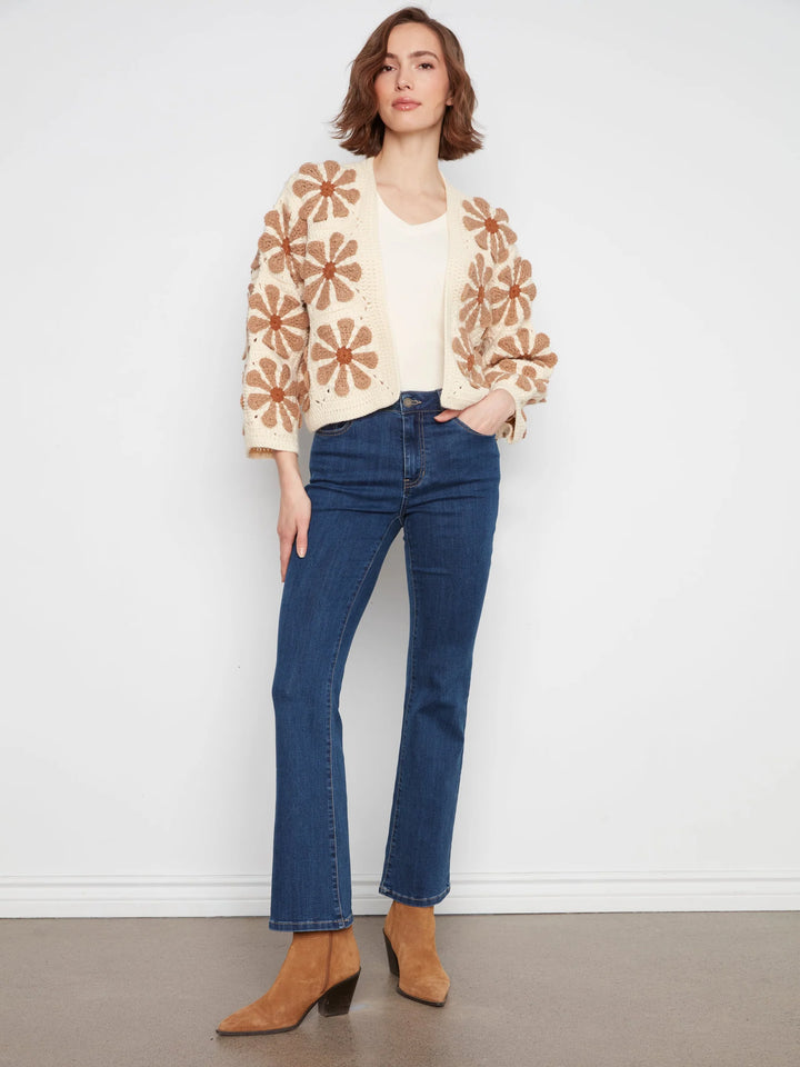 Long Sleeve Drop Shoulder Crochet Cardigan