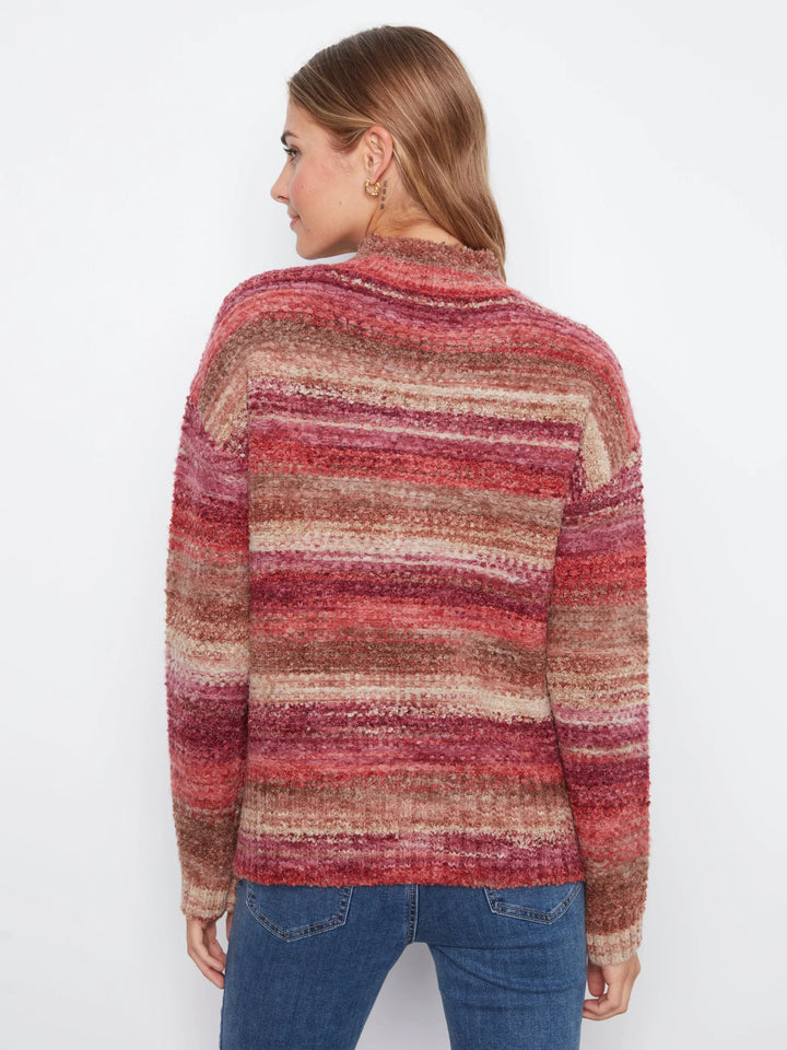 Long Sleeve Drop Shoulder Mock Neck High-Low Sweater