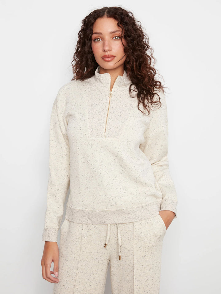 Long Sleeve Half-Zip High Collar Sweatshirt