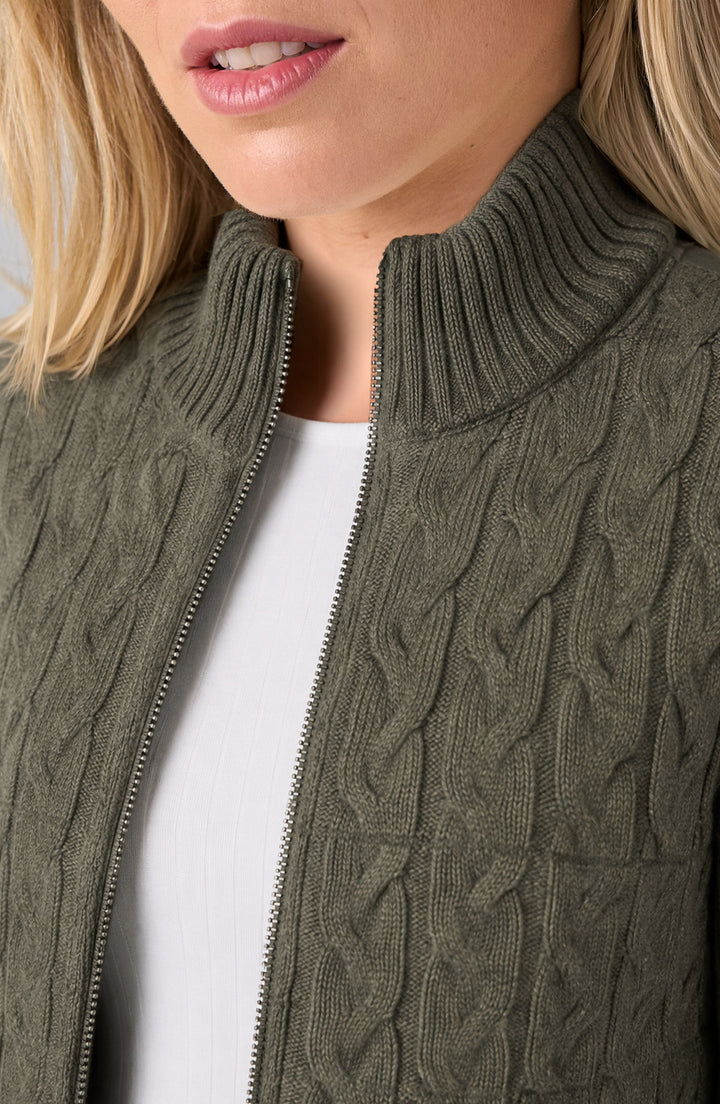Long Sleeve Zip Front Quilted Sweater Jacket