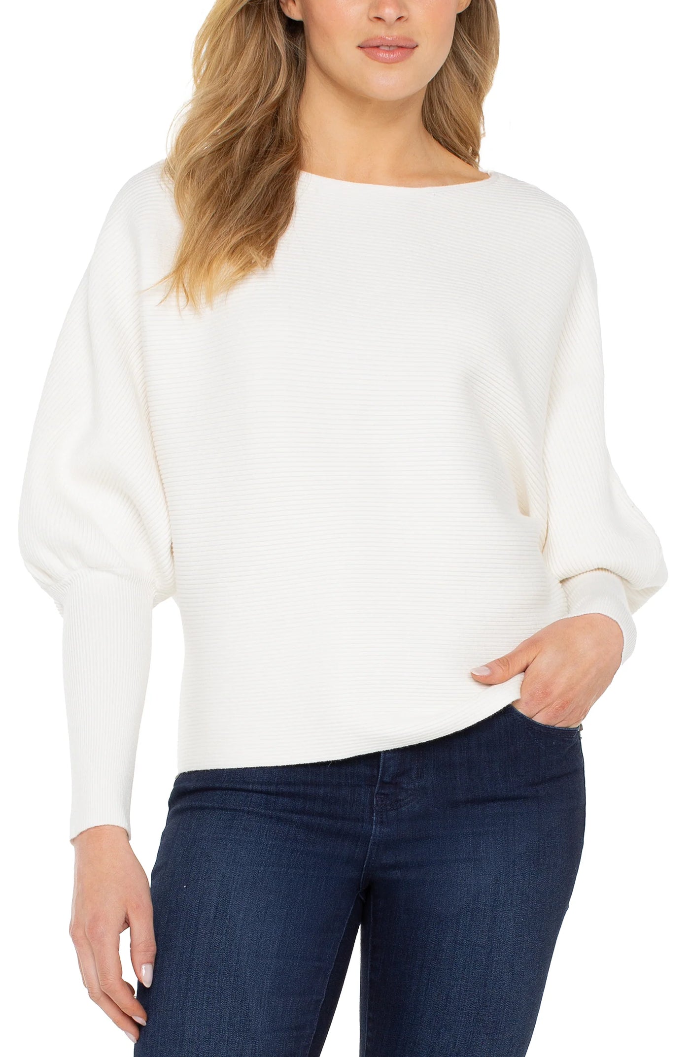 Long Slv Boat Neck Dolman Sweater