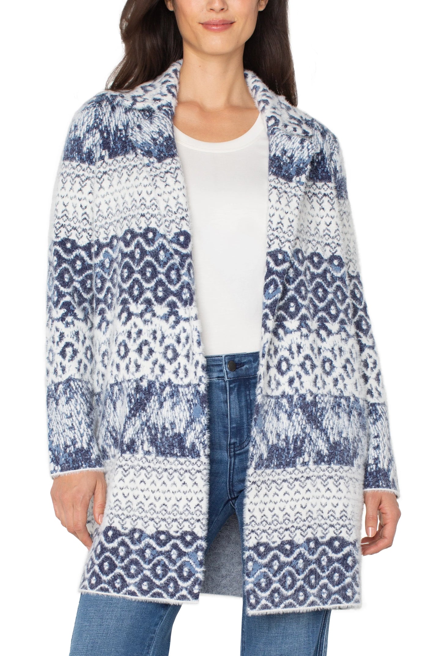 Long Slv Open Front Sweater Coat 32 3/4 hps