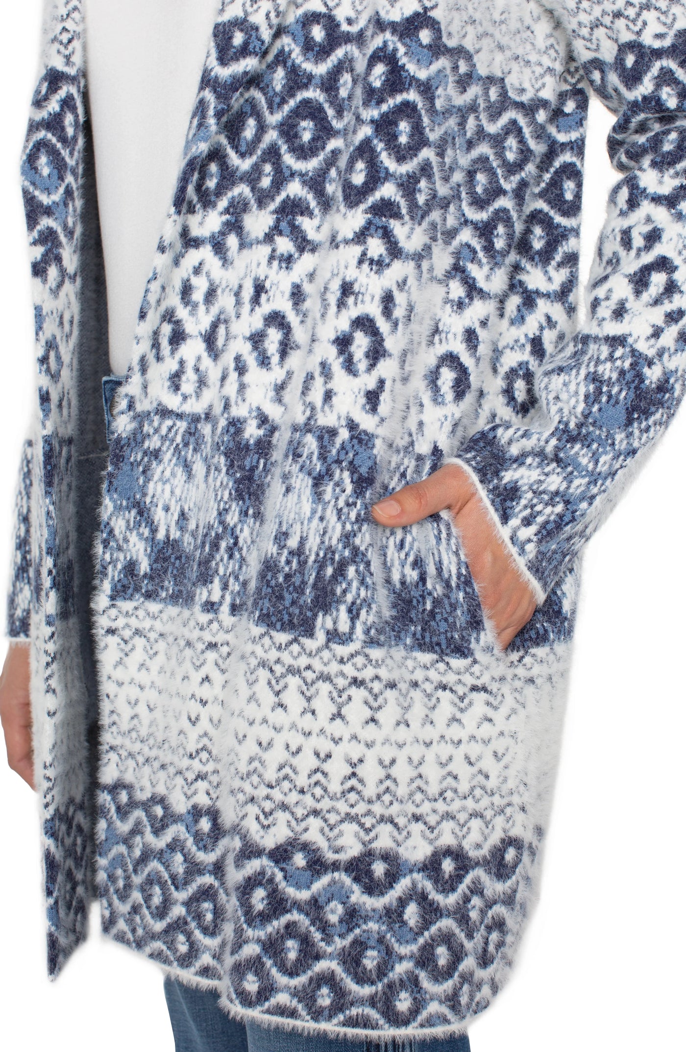 Long Slv Open Front Sweater Coat 32 3/4 hps