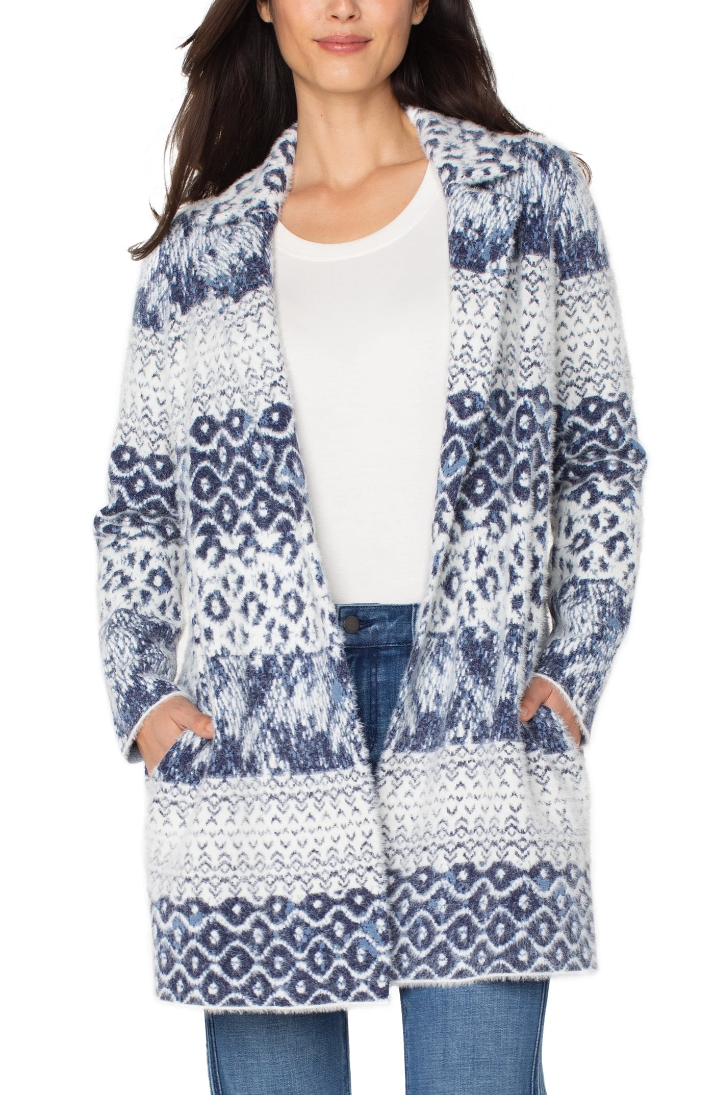 Long Slv Open Front Sweater Coat 32 3/4 hps