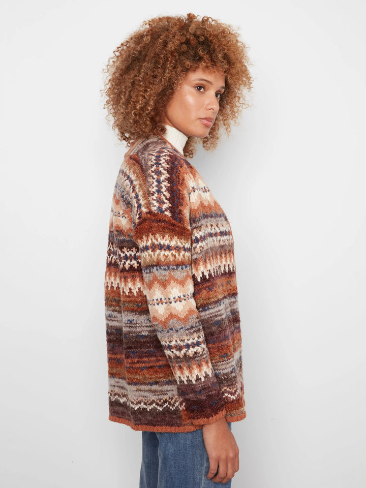 Long Space Dye Cardigan With Side Pockets