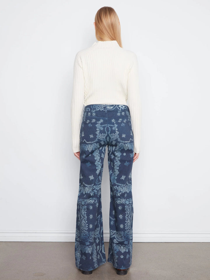 Long Wide Leg Printed Twill Pants