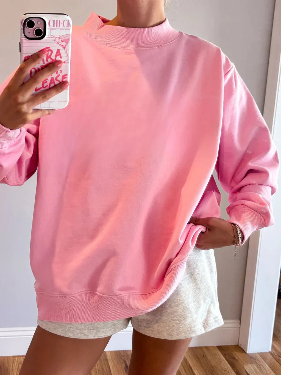 Lottie Pink  Mockneck Sweatshirt