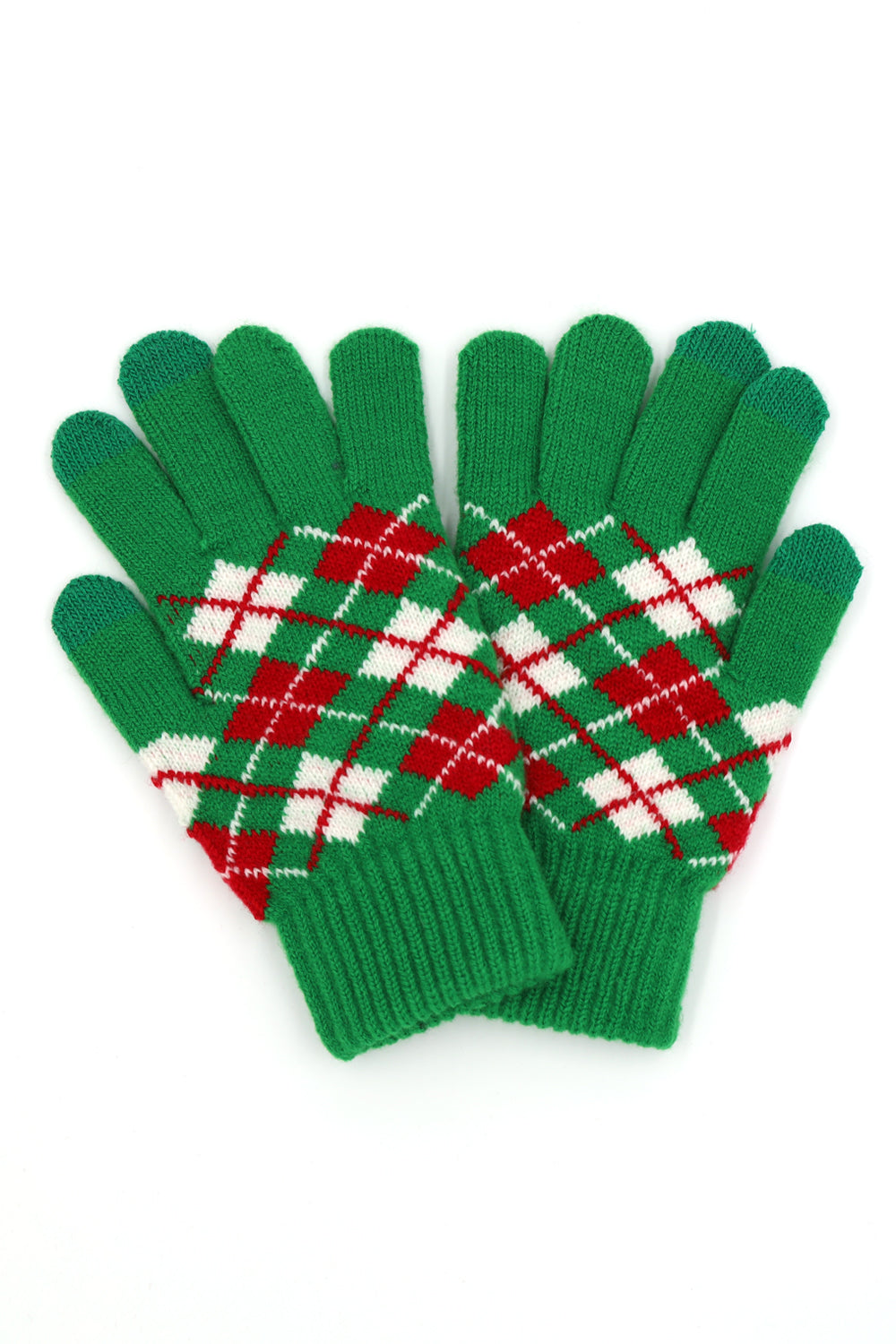 Argyle Knit Smart Touch Gloves