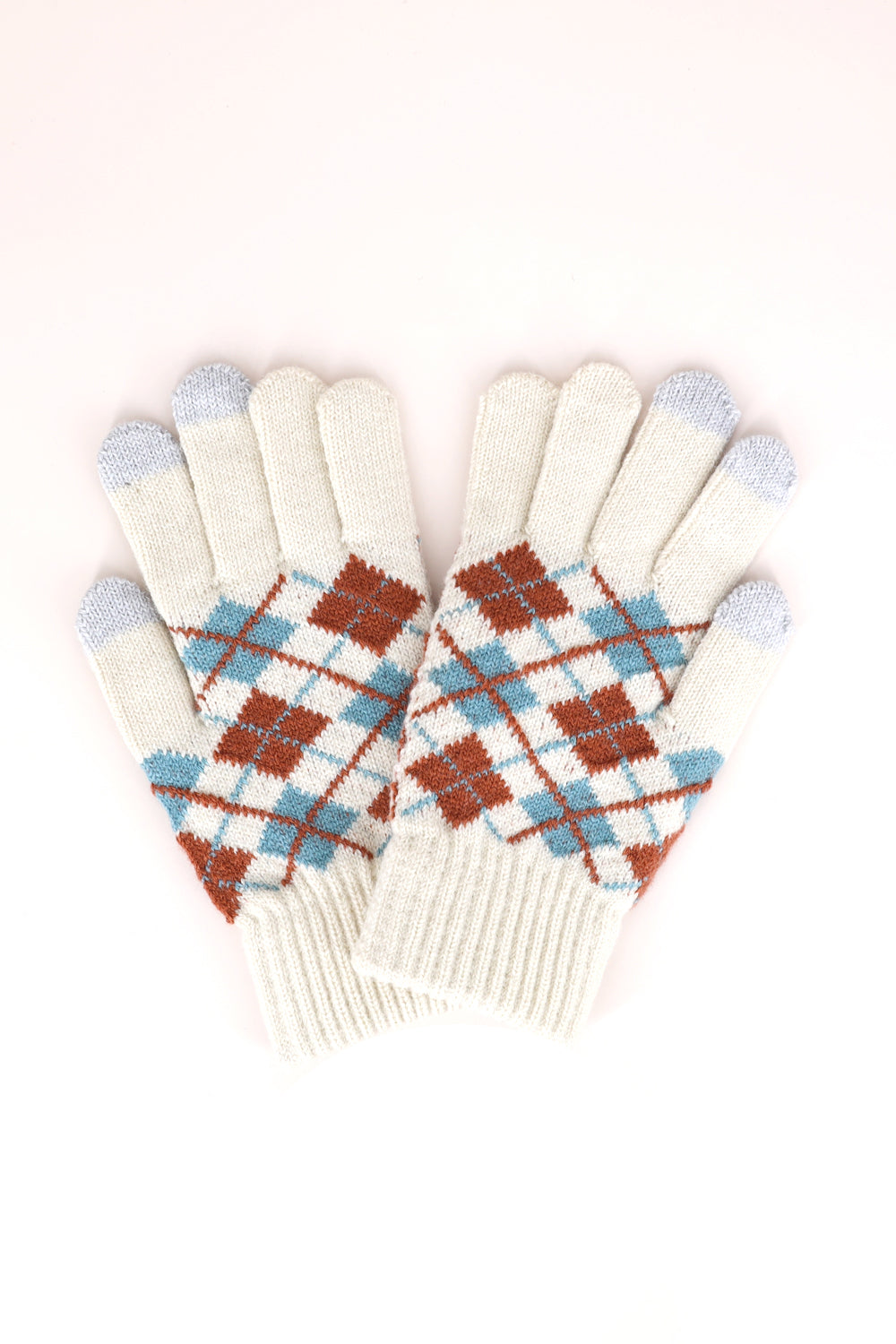 Argyle Knit Smart Touch Gloves