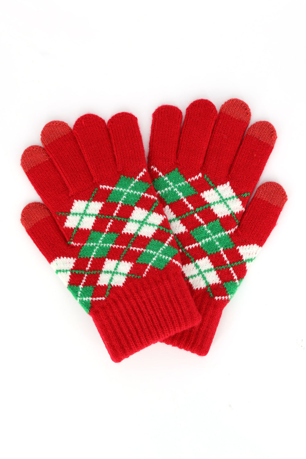 Argyle Knit Smart Touch Gloves