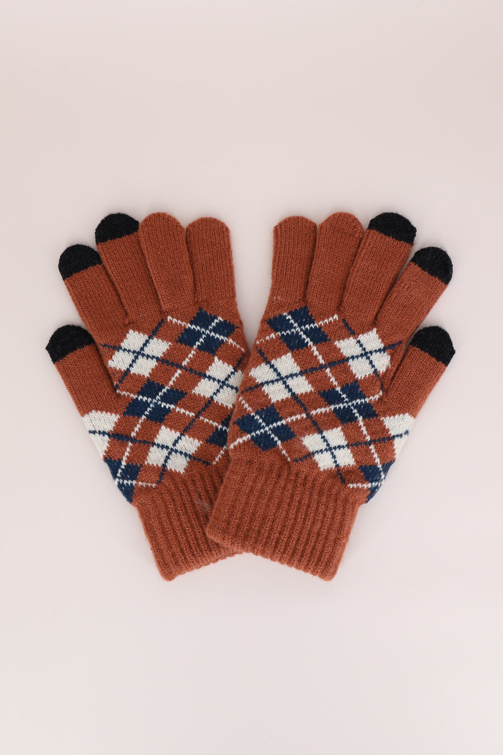 Argyle Knit Smart Touch Gloves