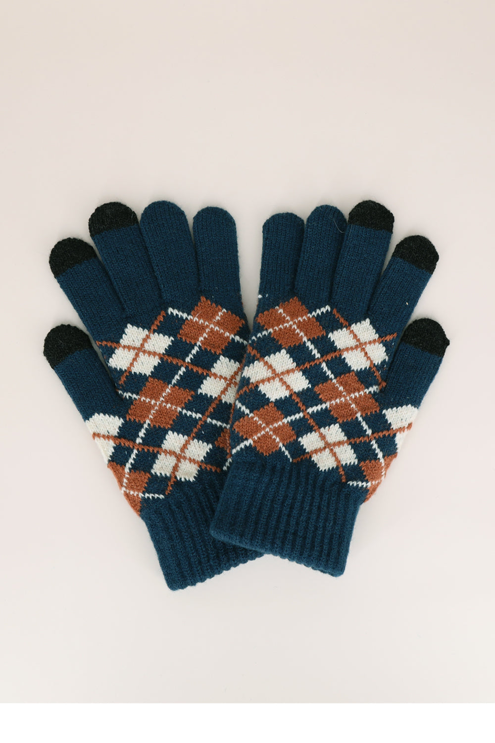 Argyle Knit Smart Touch Gloves