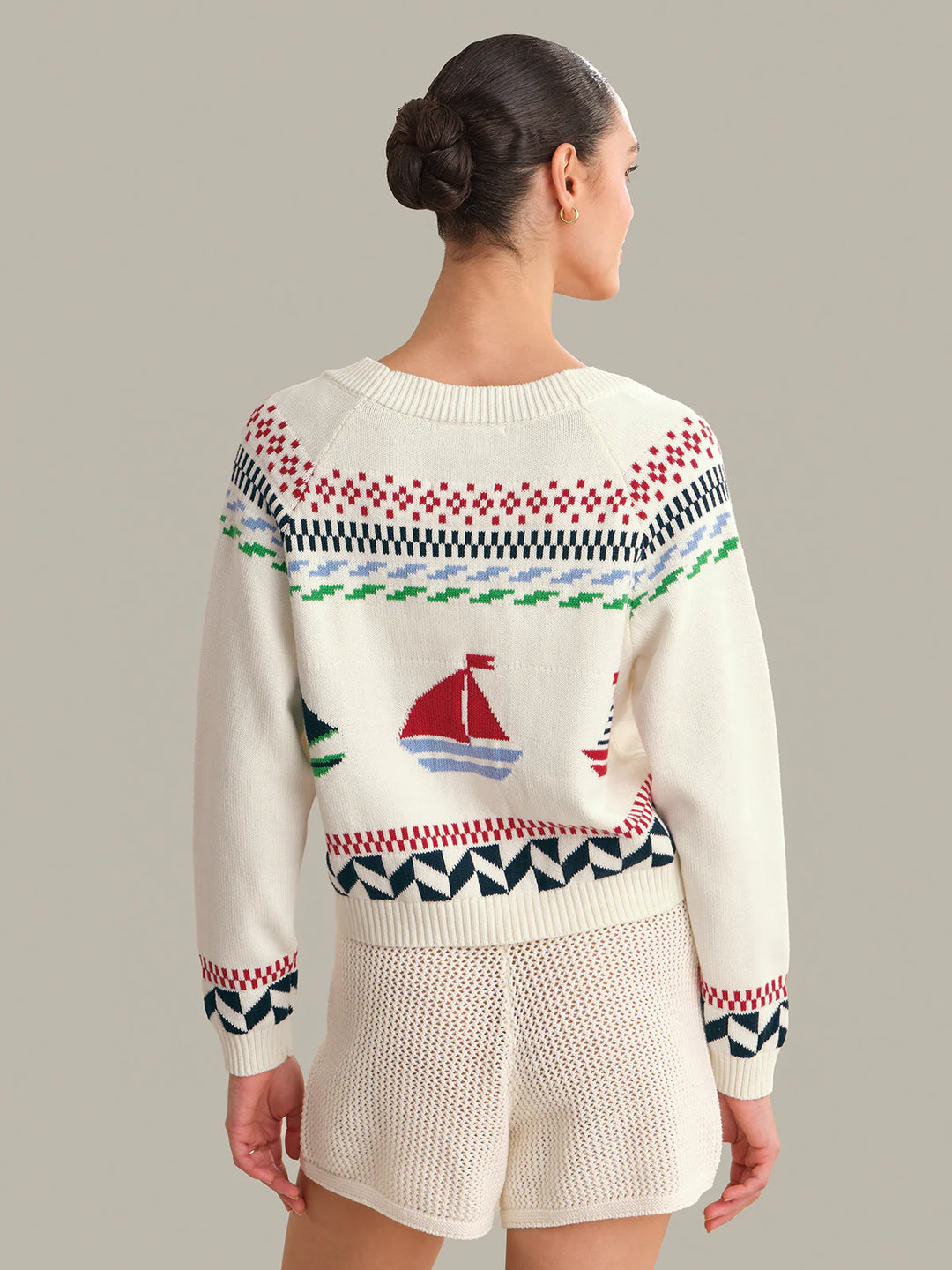 Marina Nautical Button Front Cardigan