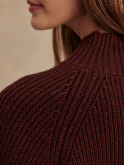 Martina High Neck Rib Knit in Decadent Chocolate