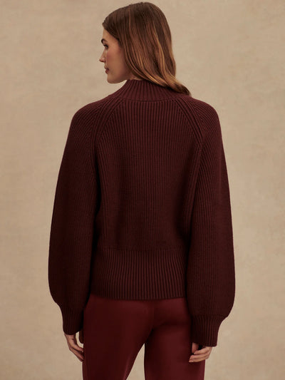 Martina High Neck Rib Knit in Decadent Chocolate