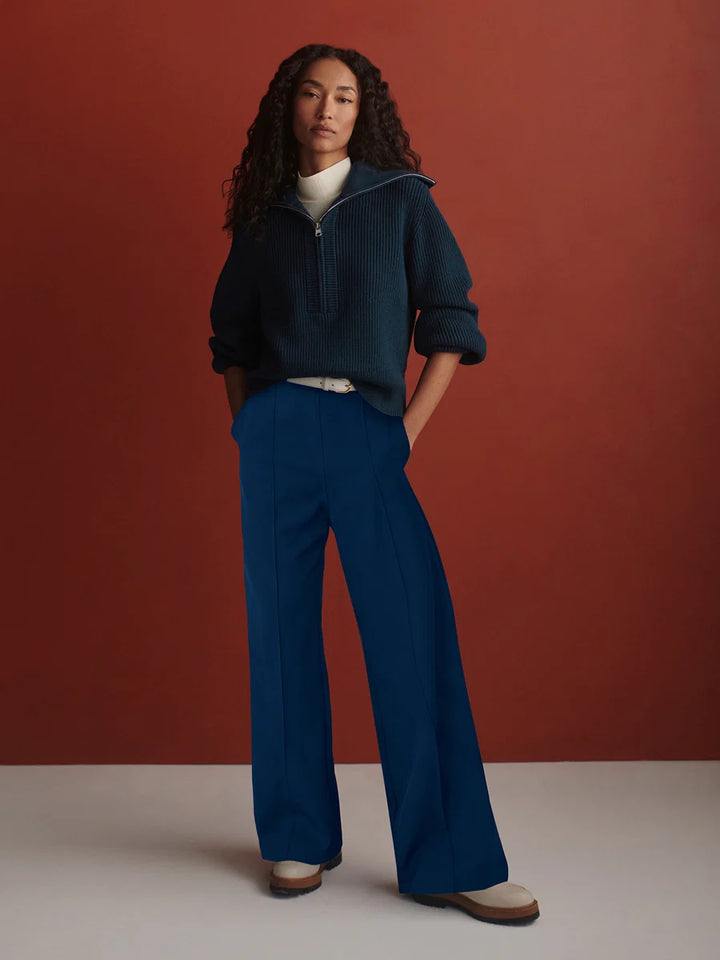 Maura Half Zip Knit Sweater - Sea Blue
