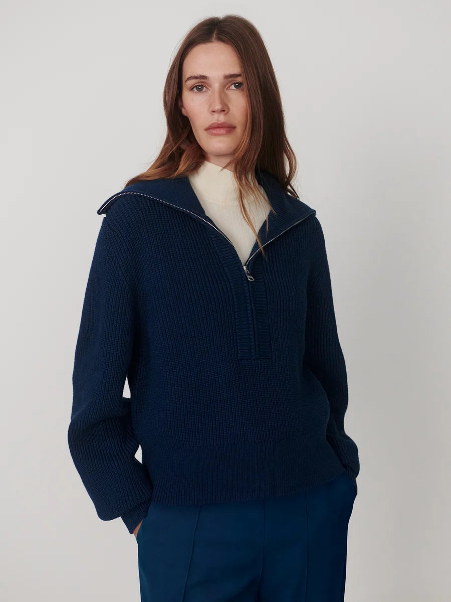 Maura Half Zip Knit Sweater - Sea Blue