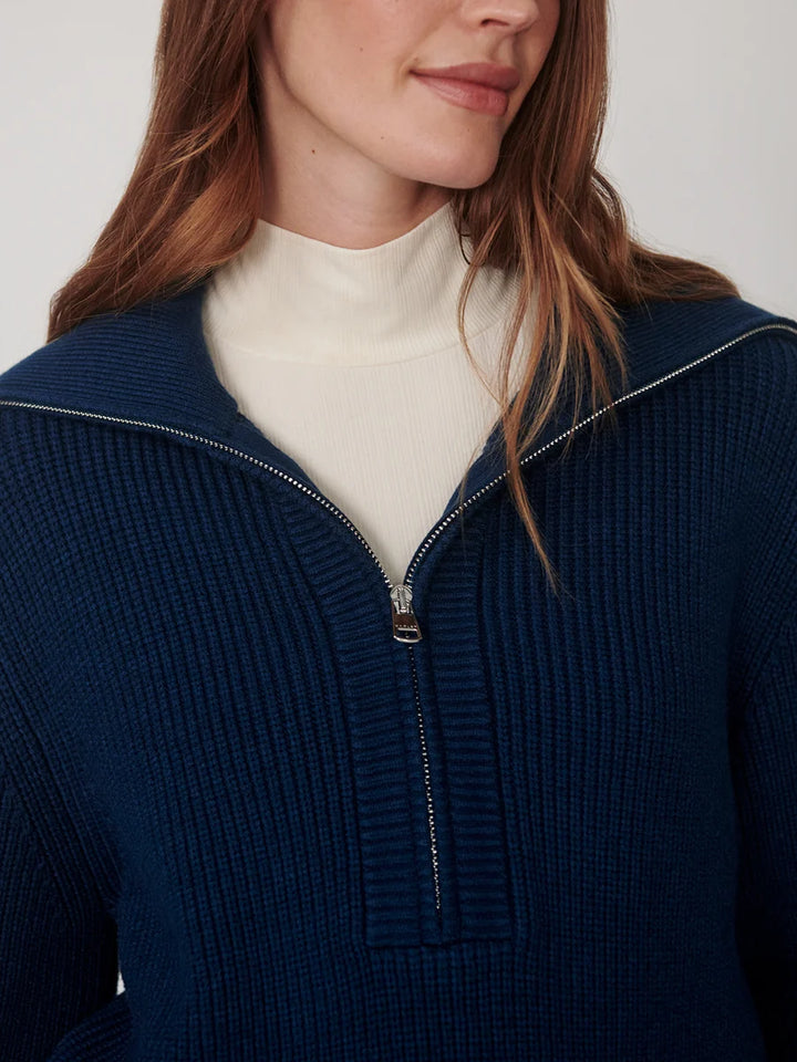 Maura Half Zip Knit Sweater - Sea Blue