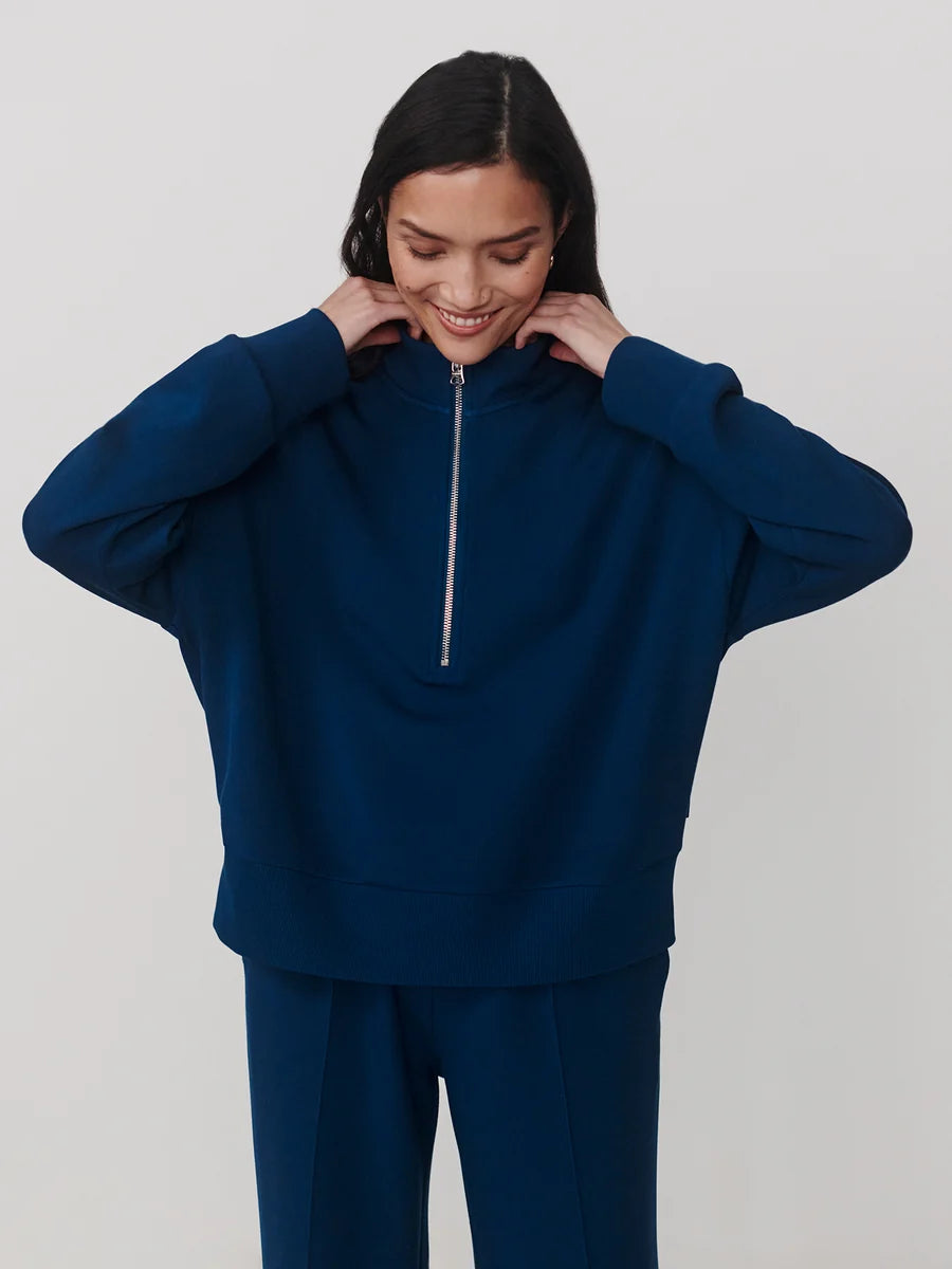 Mavis Mock Neck Sweat - Sea Blue