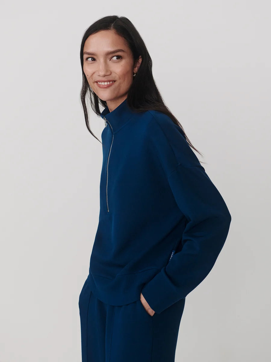 Mavis Mock Neck Sweat - Sea Blue