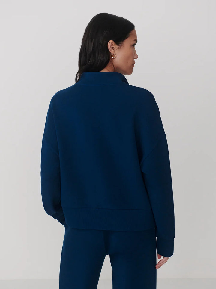 Mavis Mock Neck Sweat - Sea Blue