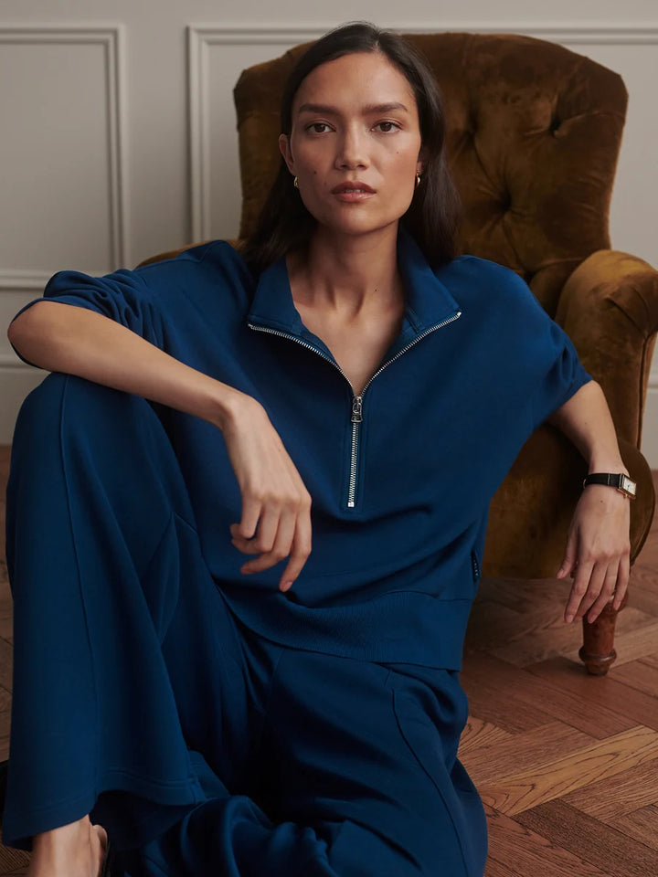 Mavis Mock Neck Sweat - Sea Blue