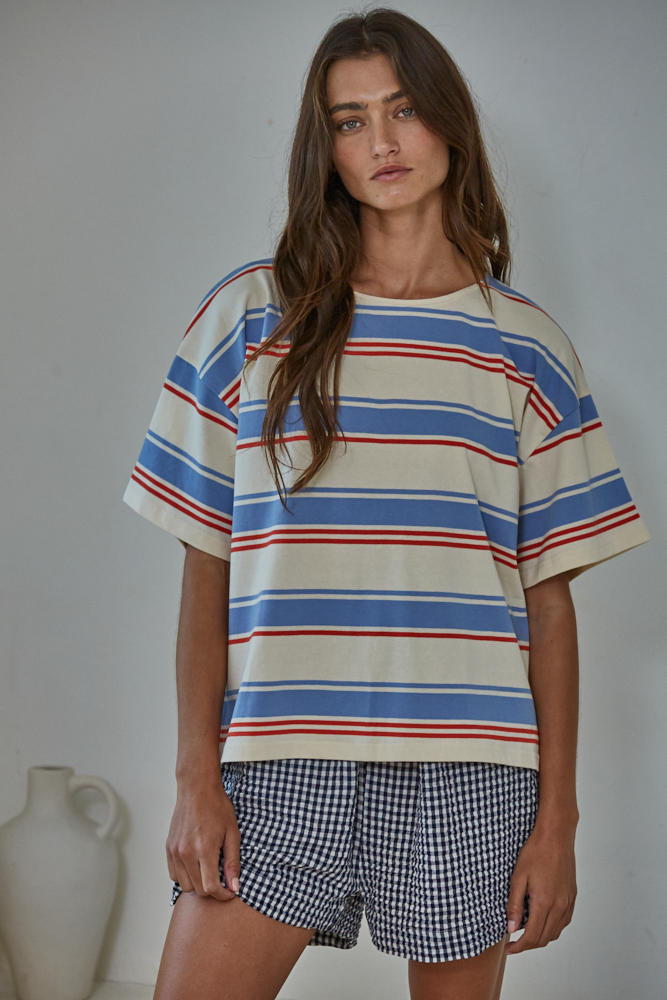 Michel Gingham Shorts Navy &amp; White