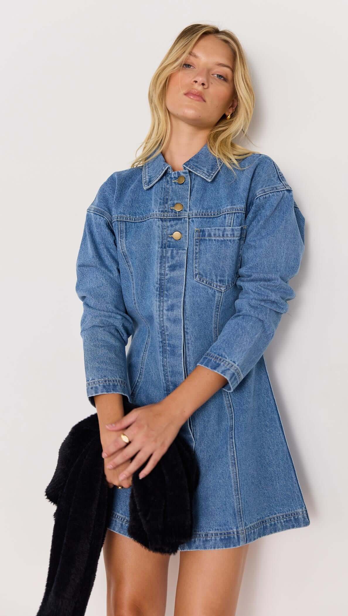 Mid-Blue Tully Denim Mini Dress