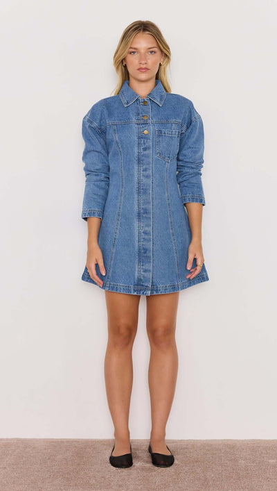 Mid-Blue Tully Denim Mini Dress