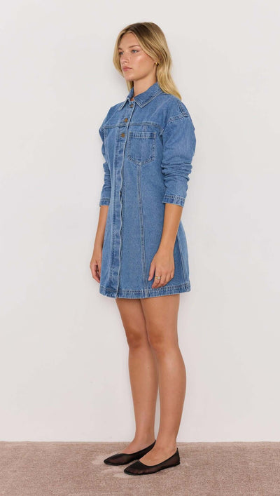 Mid-Blue Tully Denim Mini Dress