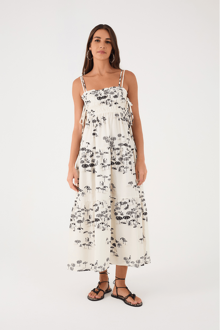 Mid-Length Dress Sand Print