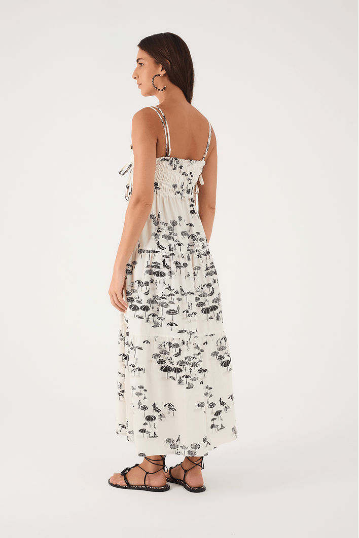 Mid-Length Dress Sand Print