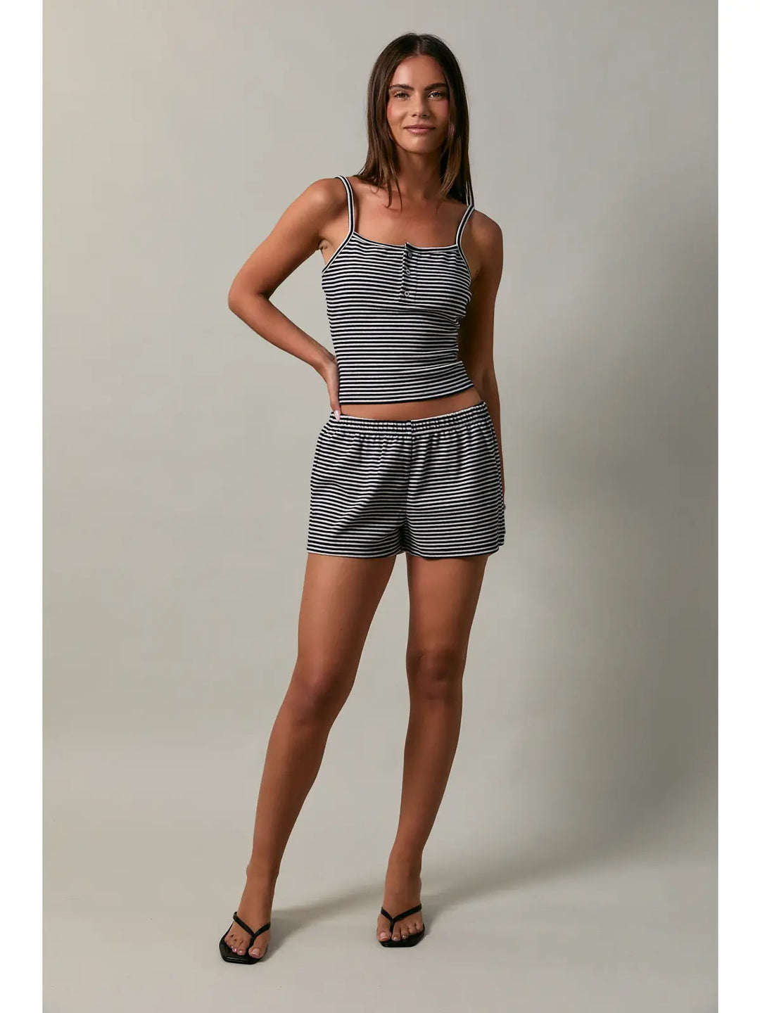 Mid Rise Stripe Micro Shorts