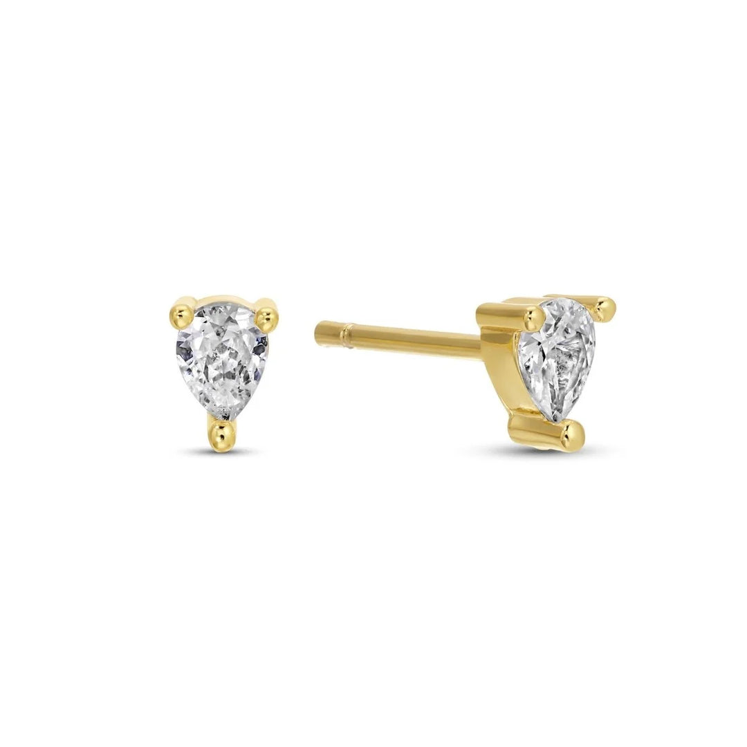 Minimalist Teardrop Faux Diamond Studs on Velvet Tag