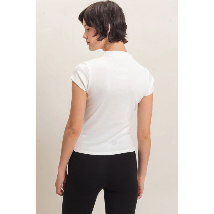 Mock Neck Cap Sleeve Top