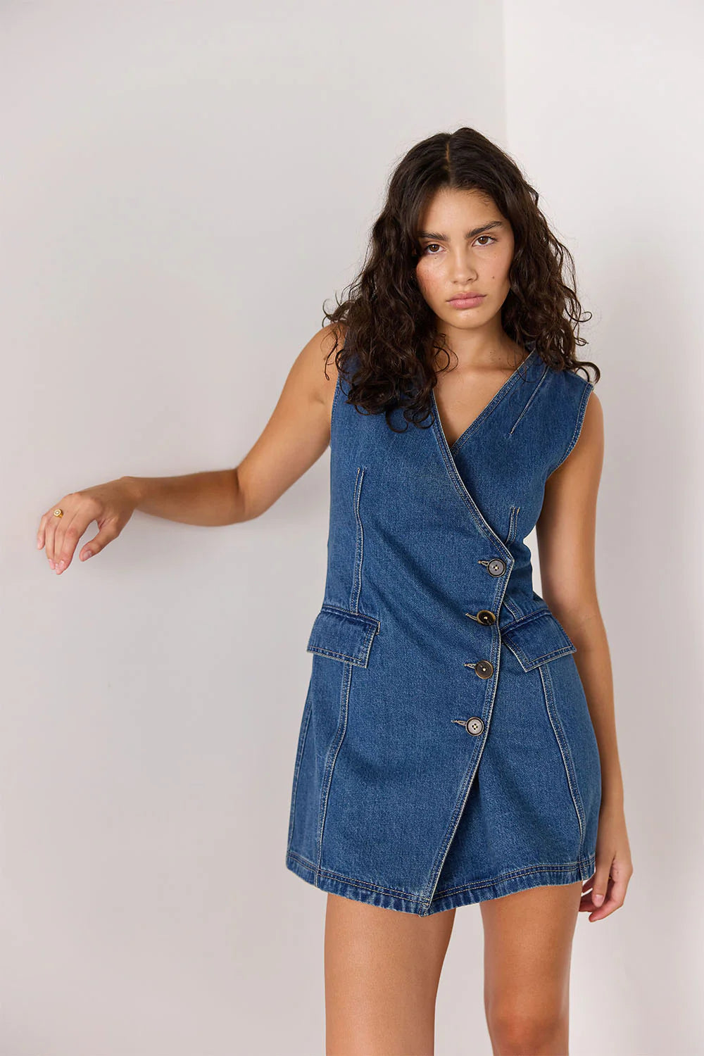 Nora Denim Wrap Mini Dress