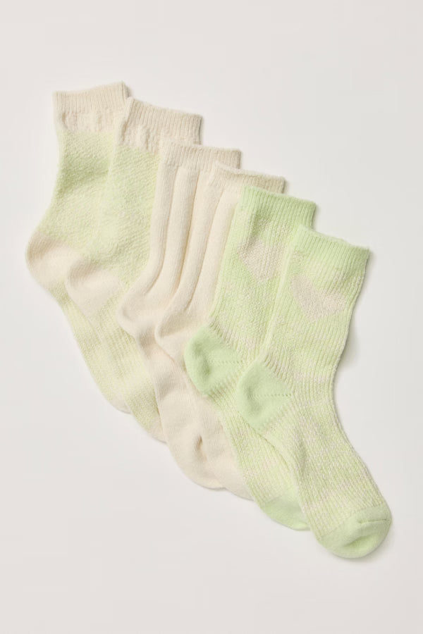 Nordic Knit Sock Pack in Lime Cream