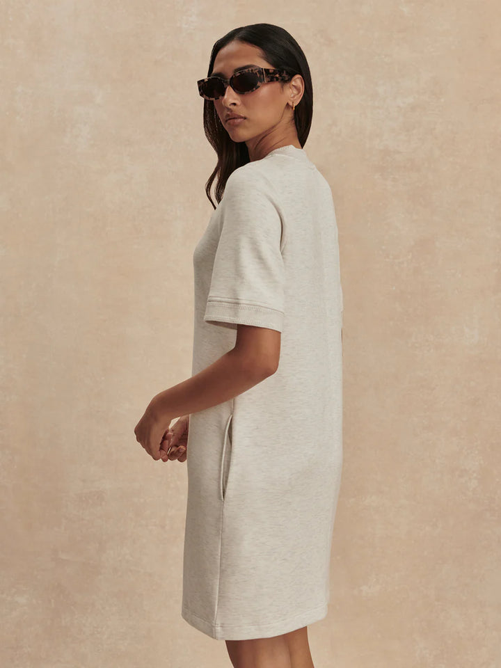 Nori Half Zip Dress in Ivory Marl