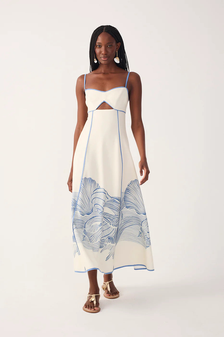 Off-white Mergulho Cut-out Linen Maxi Dress S / Off-white Mergulho