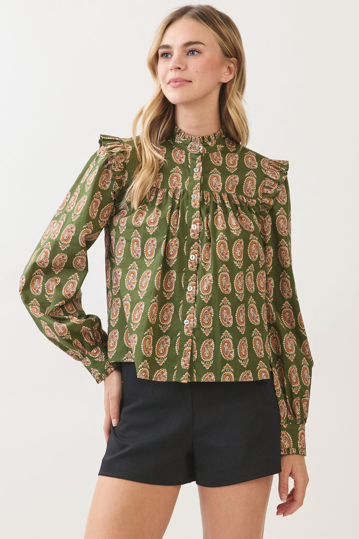 Paisley Puff Sleeve Blouse