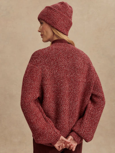 Patricia Rib Cardigan in Red Flecked