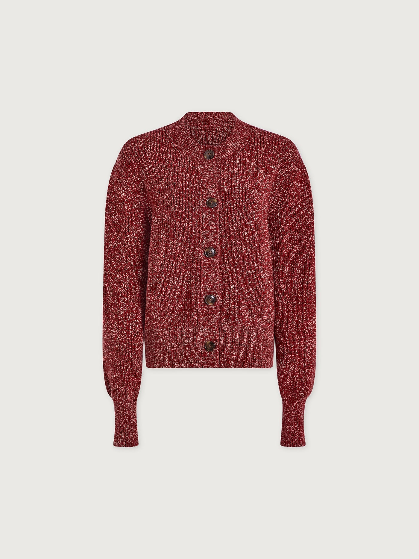 Patricia Rib Cardigan in Red Flecked