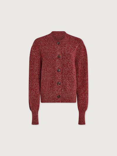 Patricia Rib Cardigan in Red Flecked
