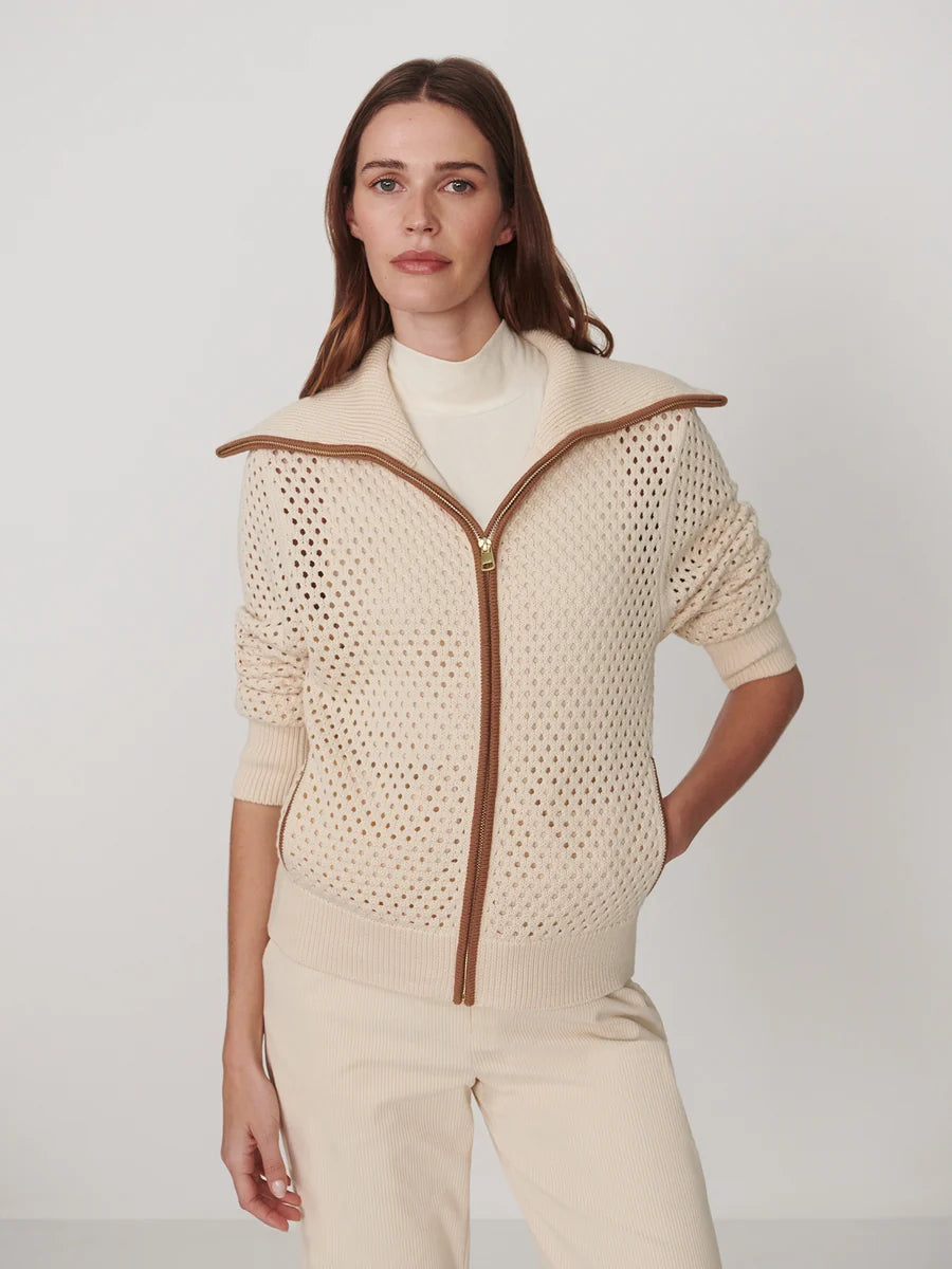 Paula Zip Through Knit Jacket - Birch