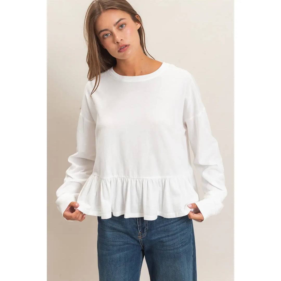 Peplum Long Sleeve Top