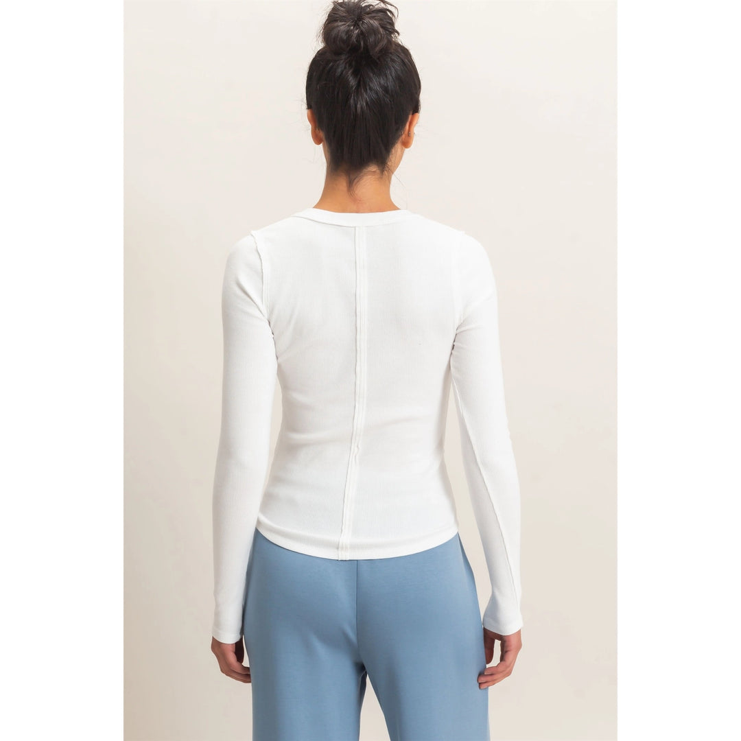 Pigment Dye Henley Long Sleeve Top