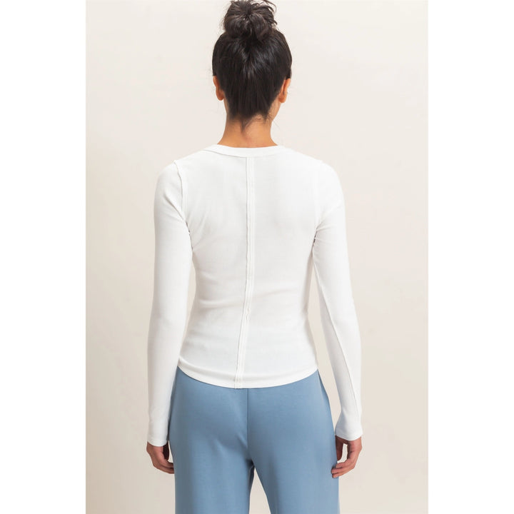 Pigment Dye Henley Long Sleeve Top