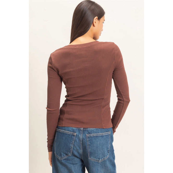 Pigment Dye Seam Detail Scoop Neck Top