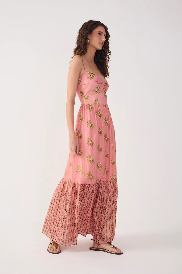 Pink Oasis Cut-out Knot Sleeveless Maxi Dress
